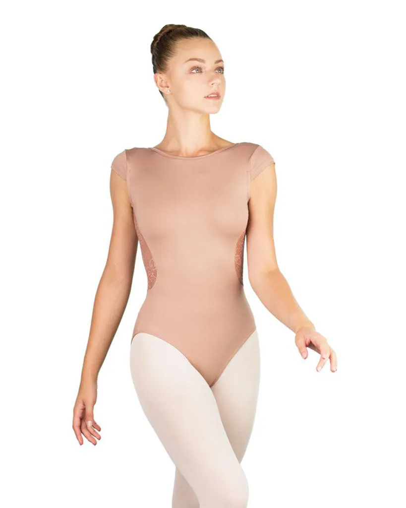 Ballet Rosa Maeva Boatneck Lace V-Back Cap Sleeve Leotard - Womens