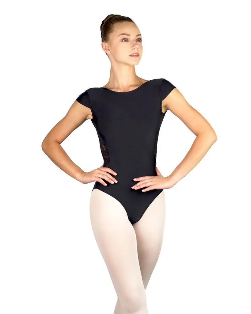 Ballet Rosa Maeva Boatneck Lace V-Back Cap Sleeve Leotard - Womens