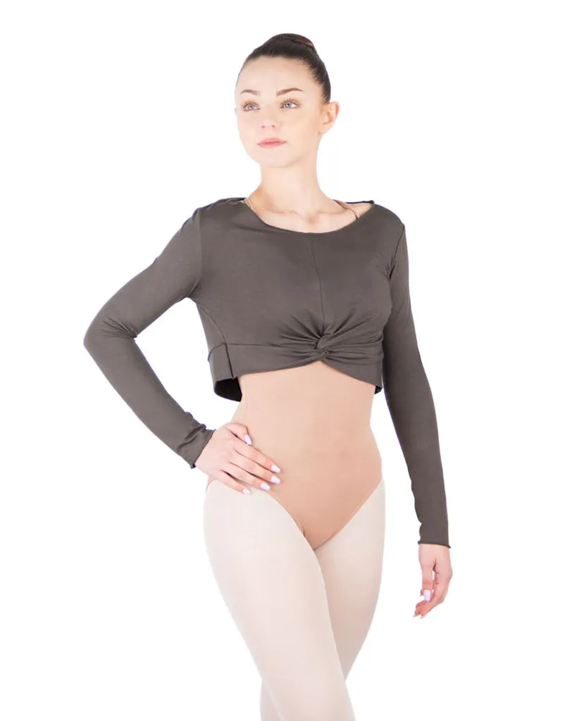 Ballet Rosa Megumi Stretch Bamboo Long Sleeve Twist Crop Top - Womens