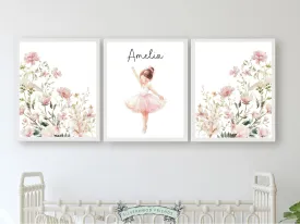 Ballet Wildflower Nursery Prints - Personalised