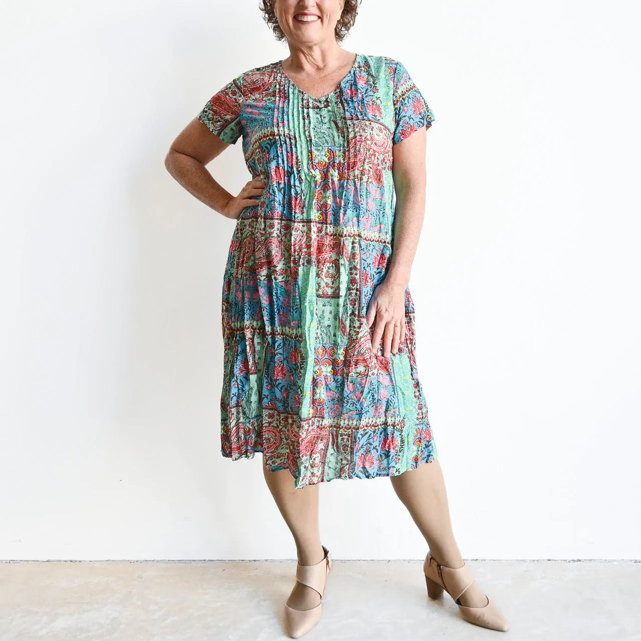 Be The Sunshine Cotton Dress - Patchwork Paisley