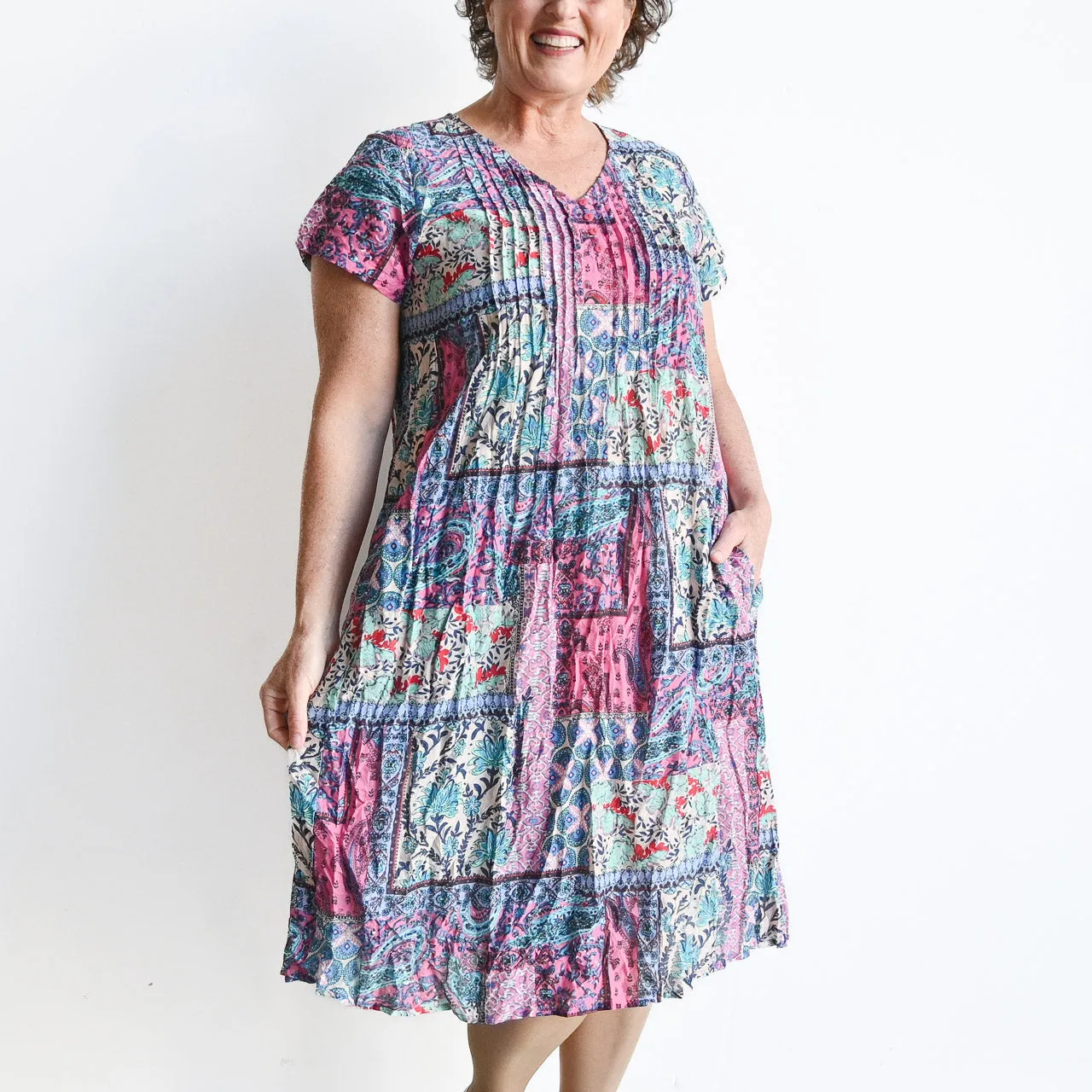 Be The Sunshine Cotton Dress - Patchwork Paisley