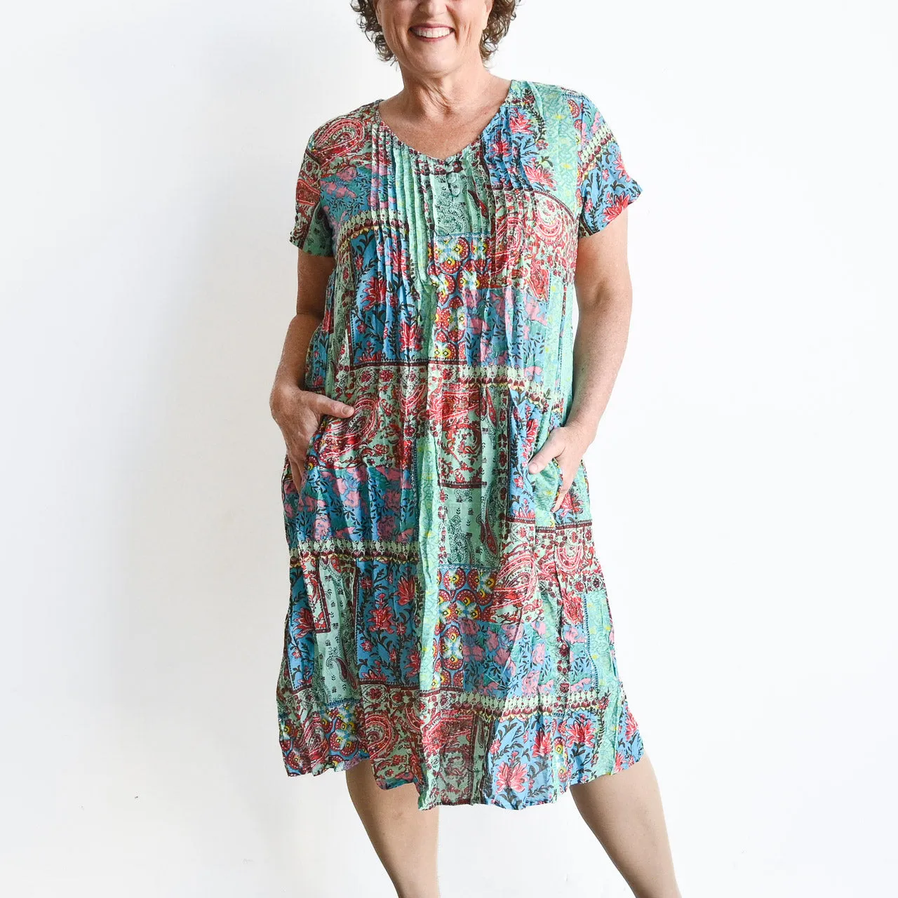 Be The Sunshine Cotton Dress - Patchwork Paisley