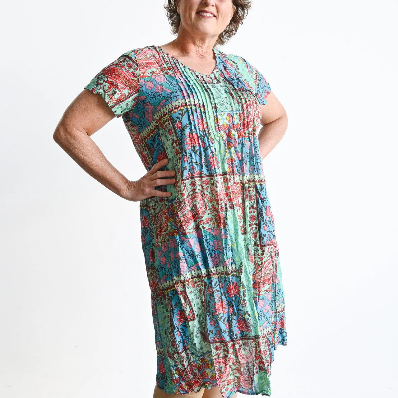 Be The Sunshine Cotton Dress - Patchwork Paisley