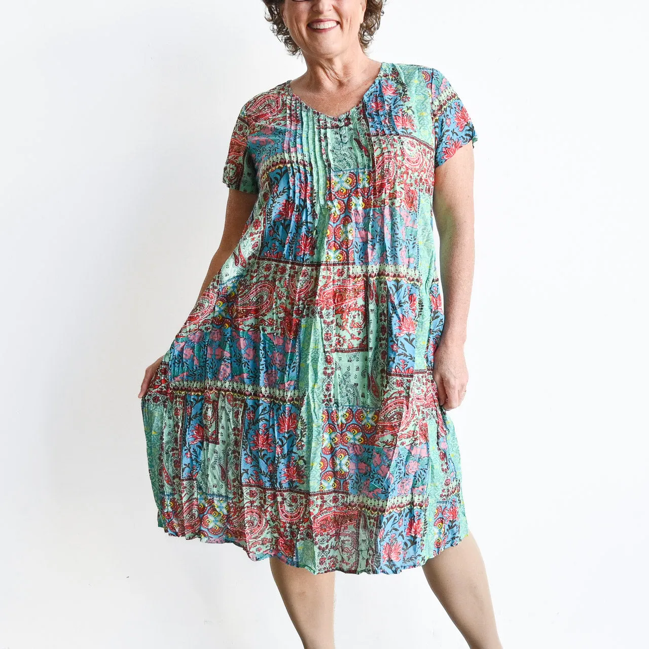 Be The Sunshine Cotton Dress - Patchwork Paisley