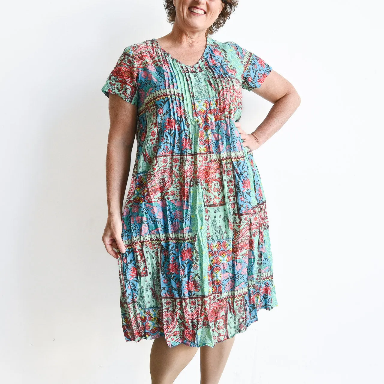 Be The Sunshine Cotton Dress - Patchwork Paisley