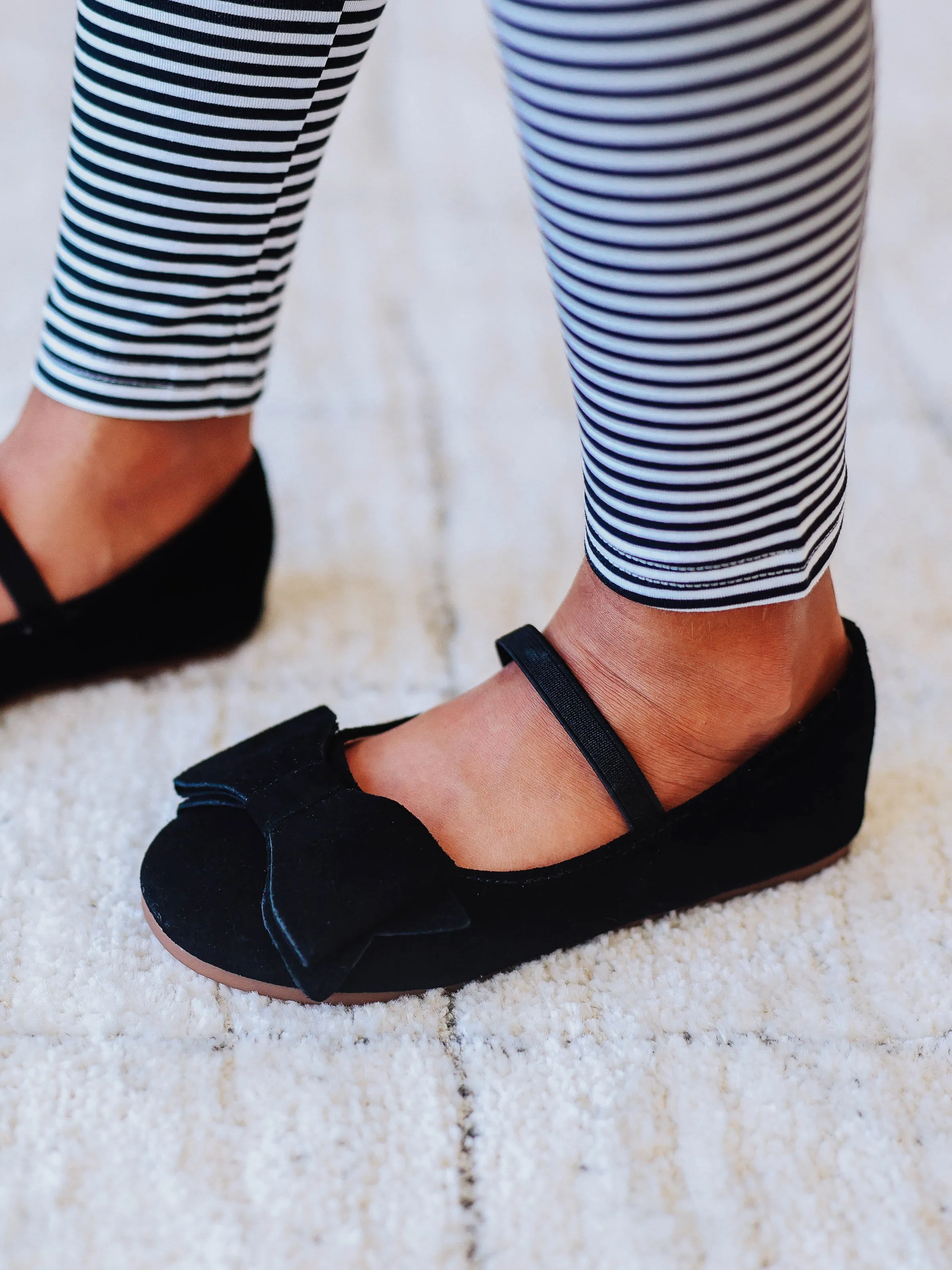 Big Bow Suede Ballet - Black