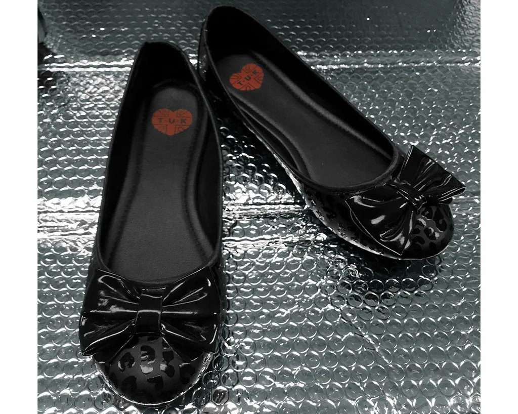 Black Leopard Patent Flat