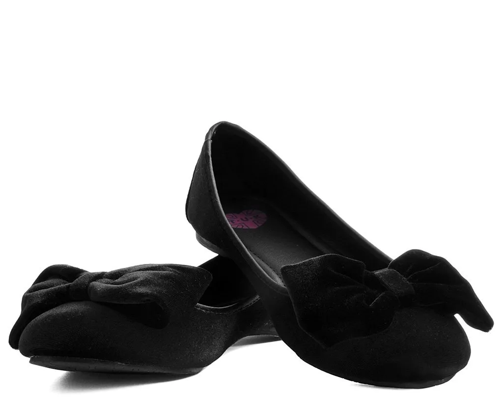 Black Velvet Oversized Bow Flat