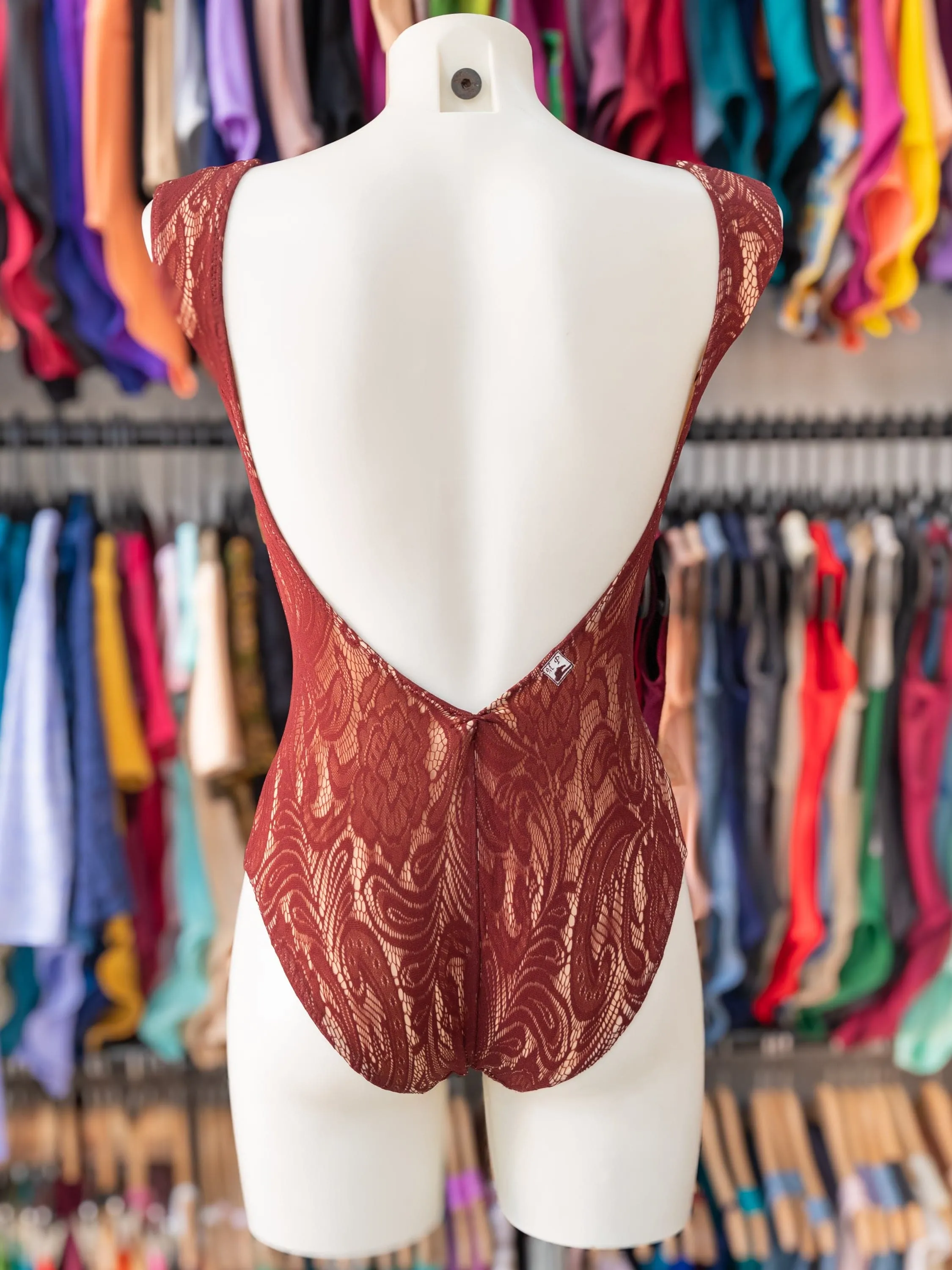 Bordeaux Lace Dance Tank Leotard MP688