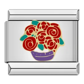 Bouquet of Roses and its Purple Pot