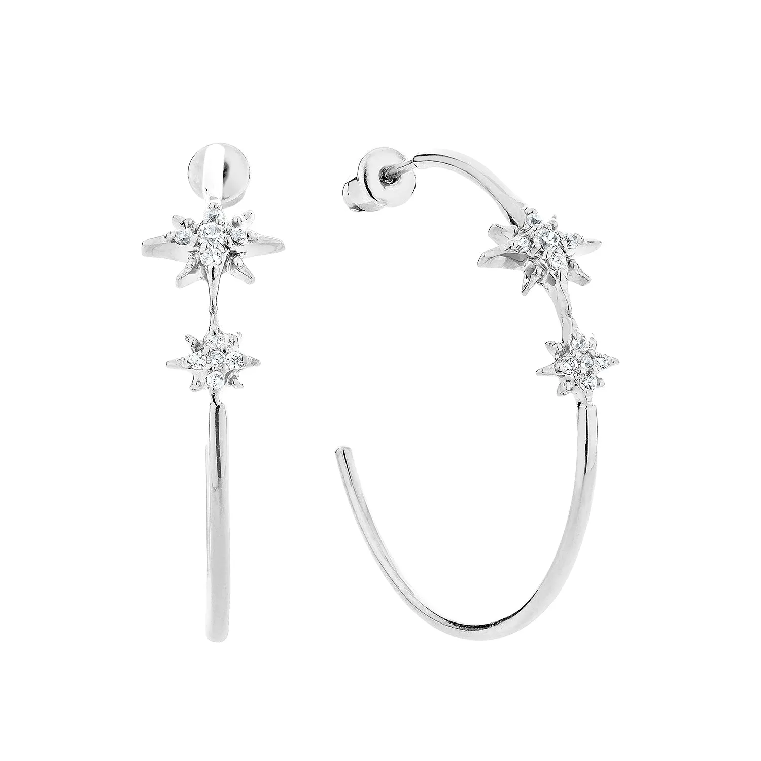 Celestial Hoop Earrings - Whitegold