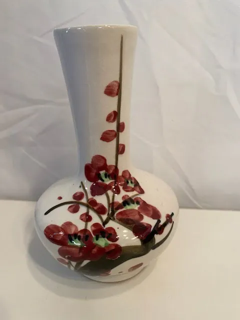 Ceramic vase with hand painted flowers