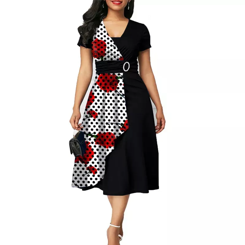 Chic Polka Dot Midi Swing Dress