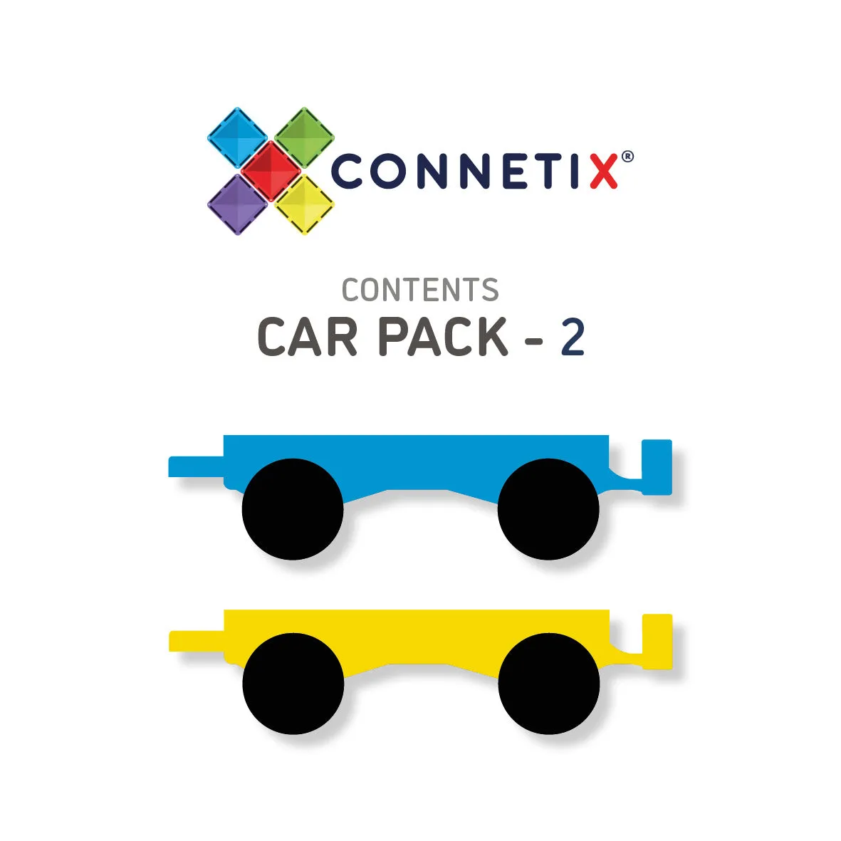 Connetix Tiles - 2 Piece Car Pack - Rainbow