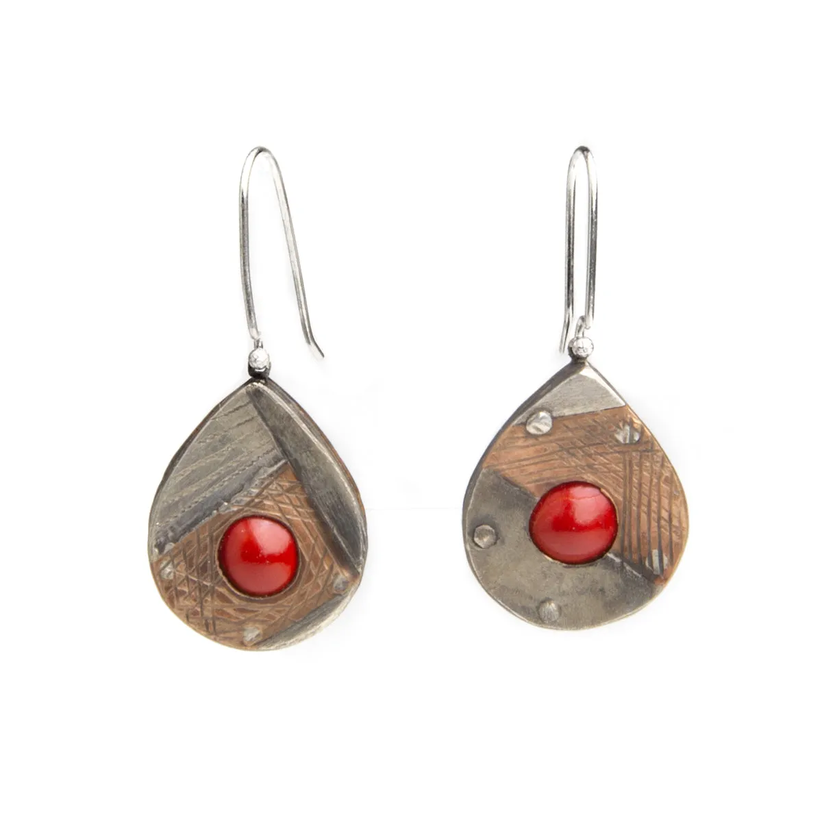 Crazy Quilt Teardrop Hollow Earrings