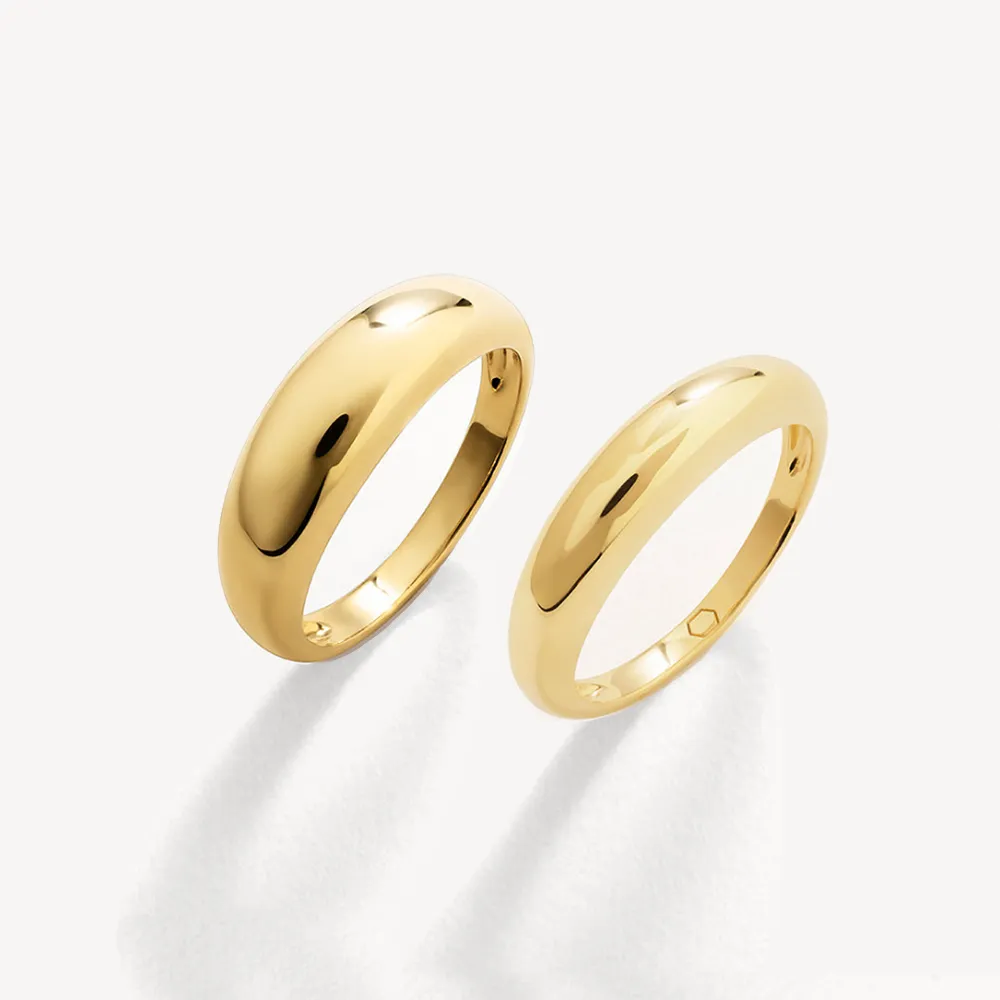 Curve Dome Ring Set in Gold