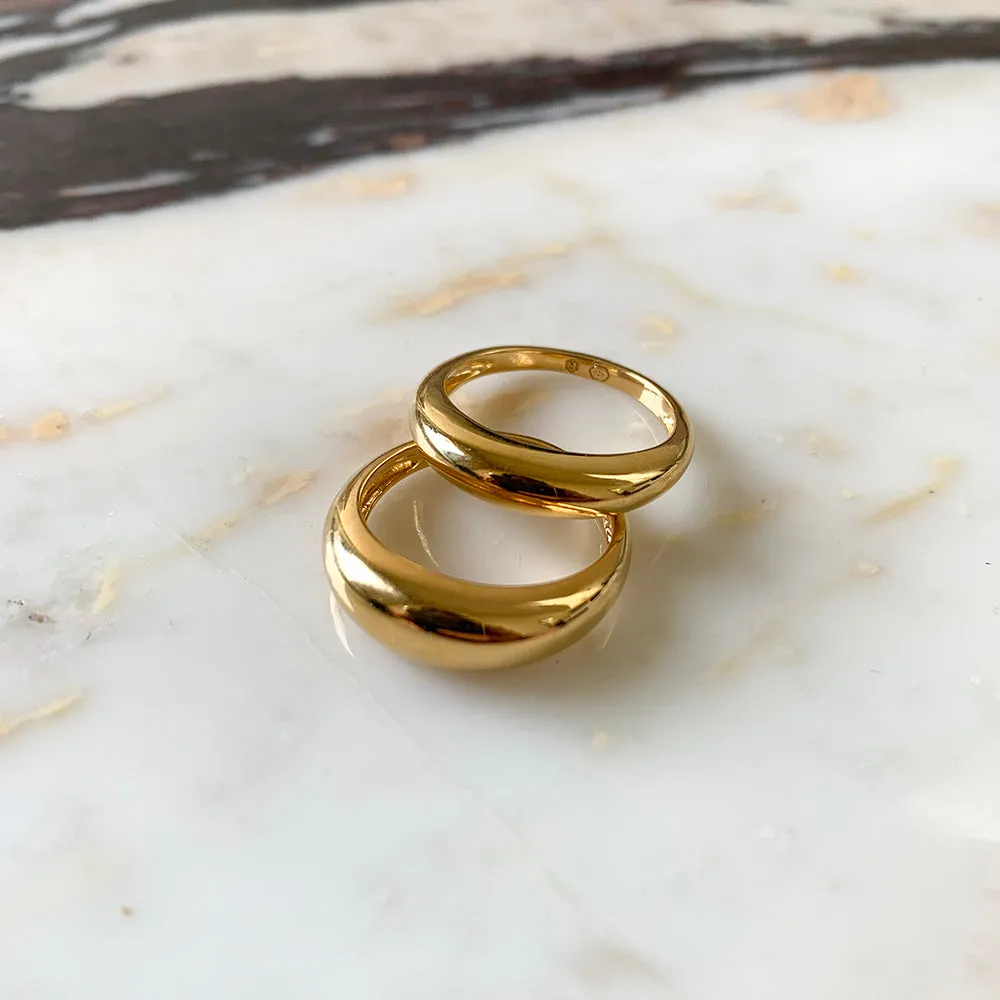 Curve Dome Ring Set in Gold