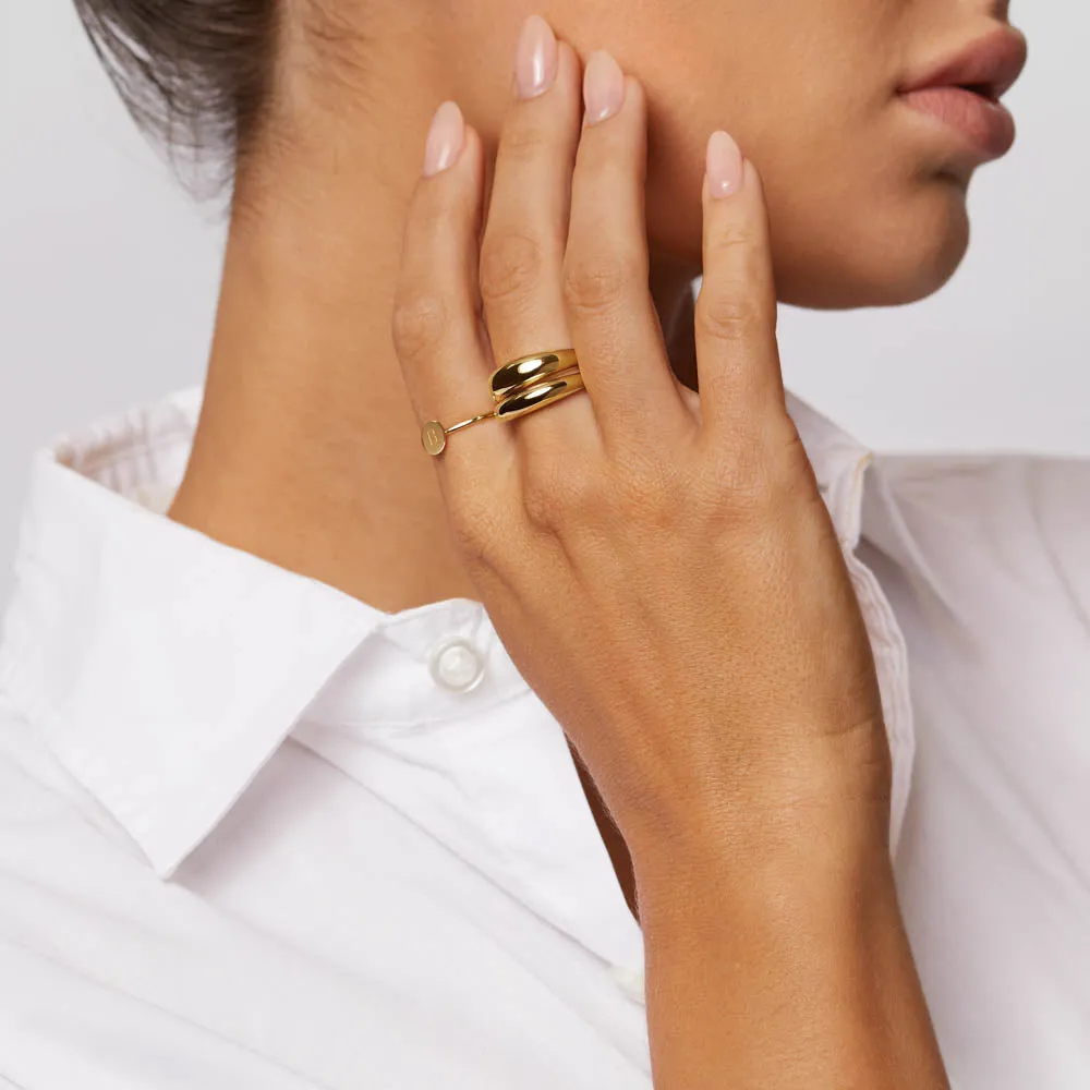 Curve Dome Ring Set in Gold