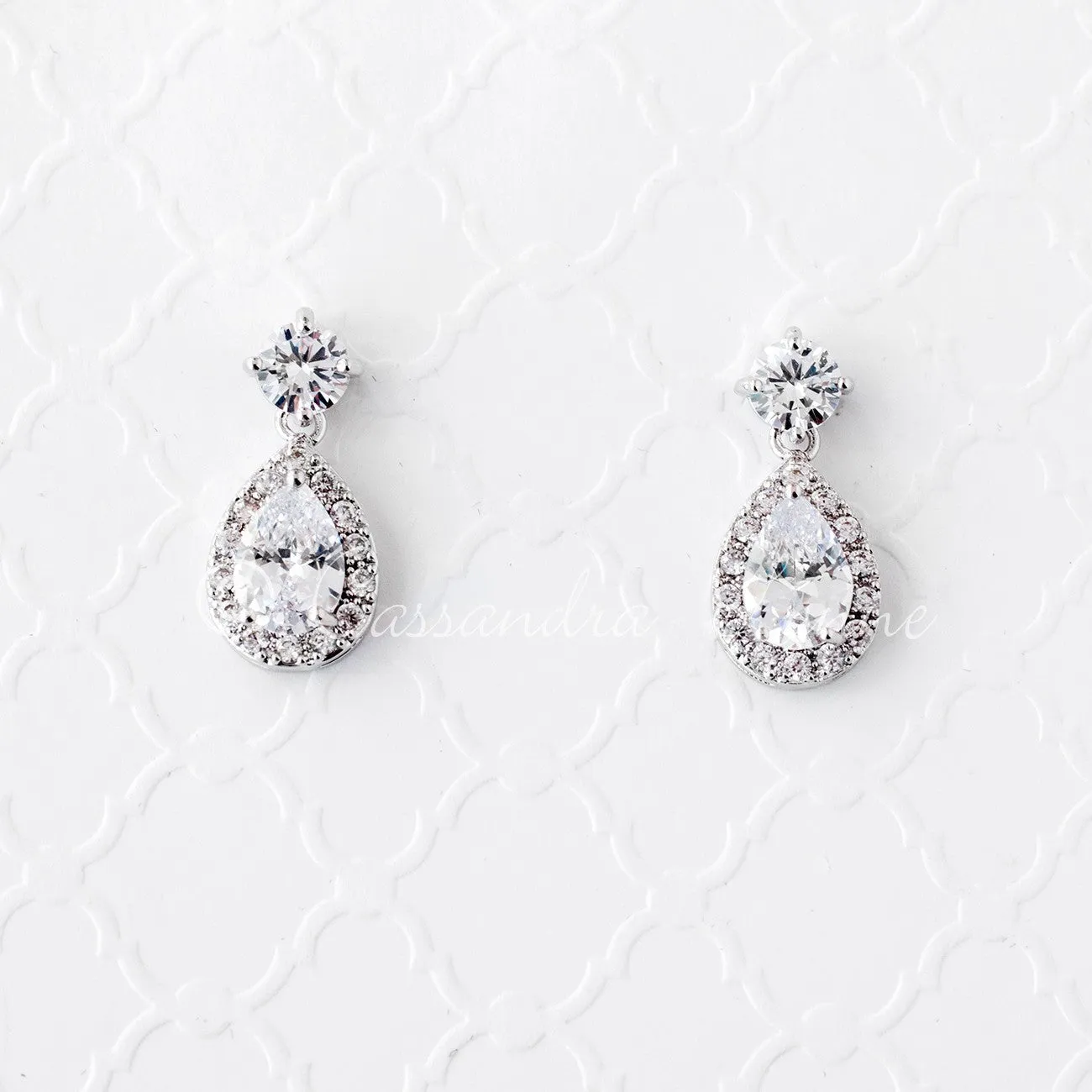 CZ Simple Pave Wedding Earrings