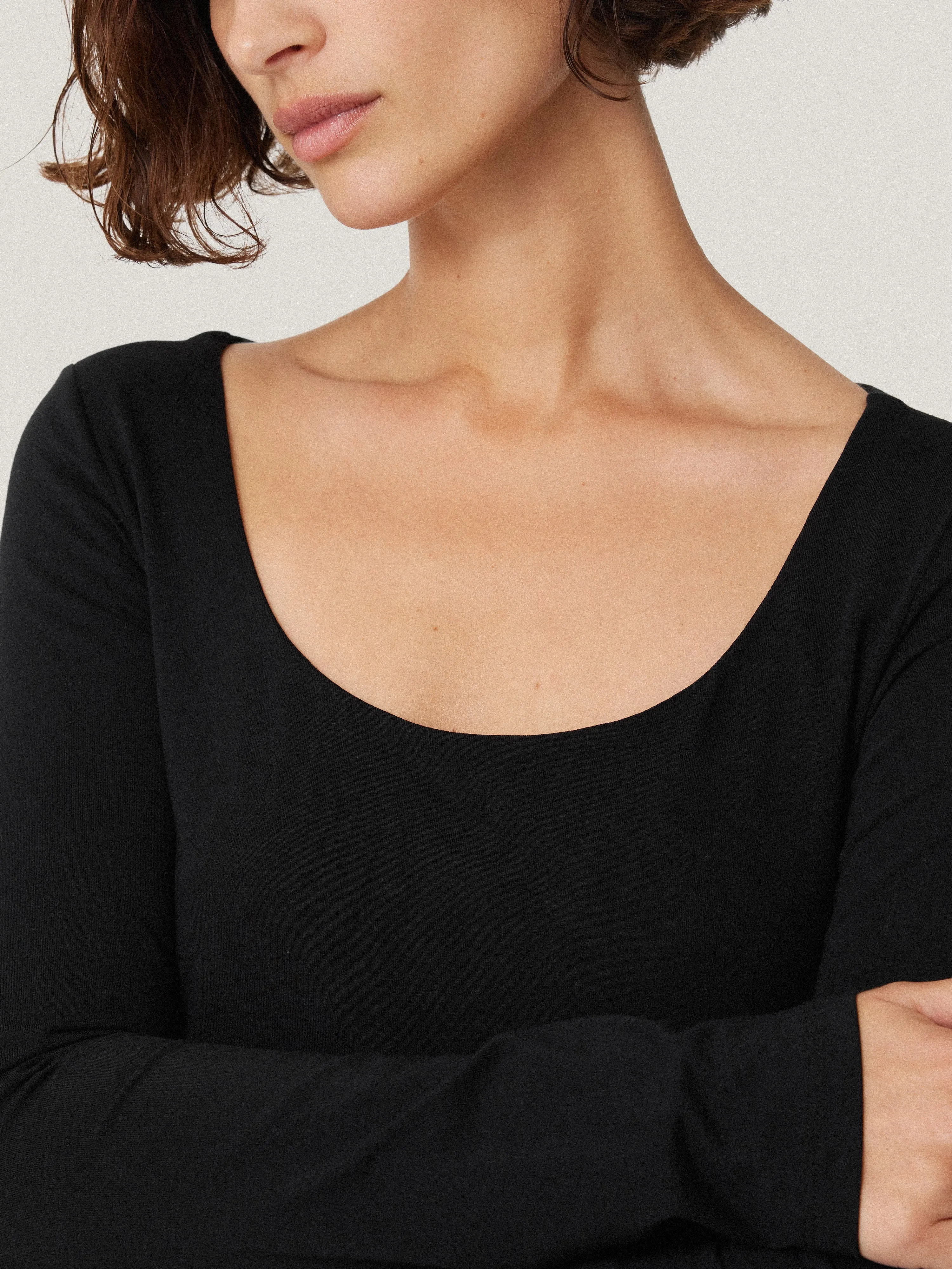 Double Front Ballet Neck Top | Black