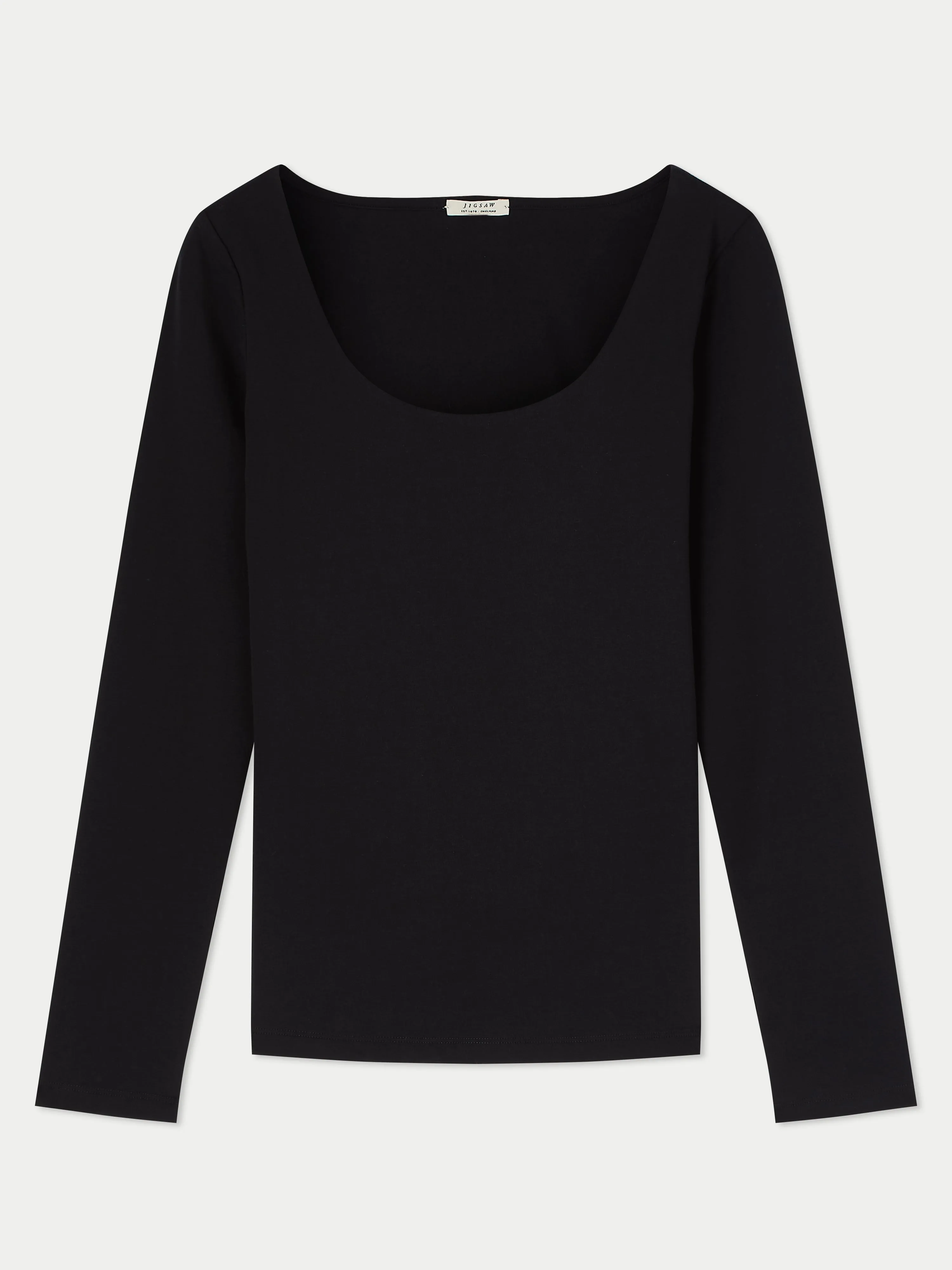 Double Front Ballet Neck Top | Black