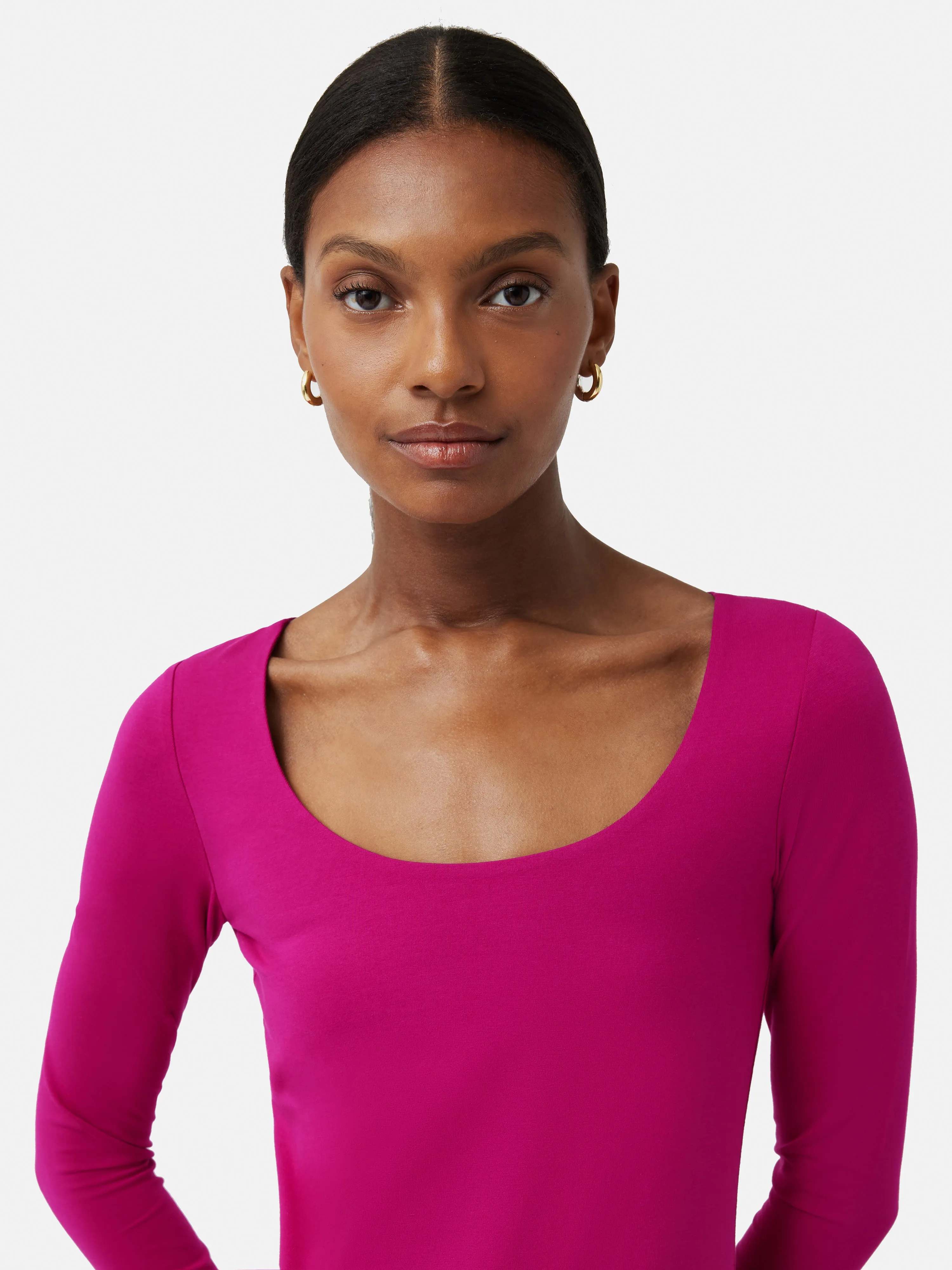 Double Front Ballet Neck Top | Magenta