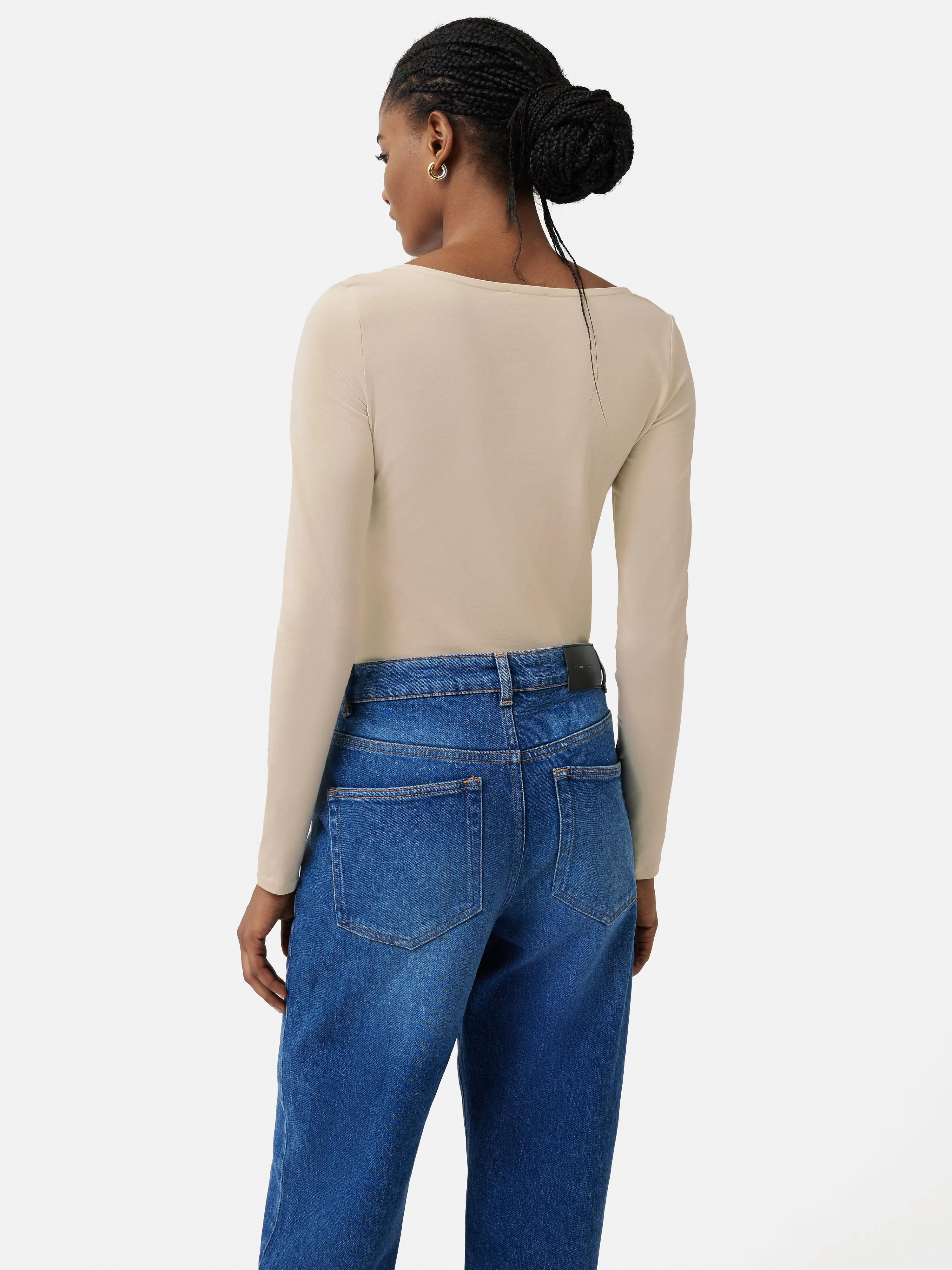 Double Front Ballet Neck Top | Pale Sand