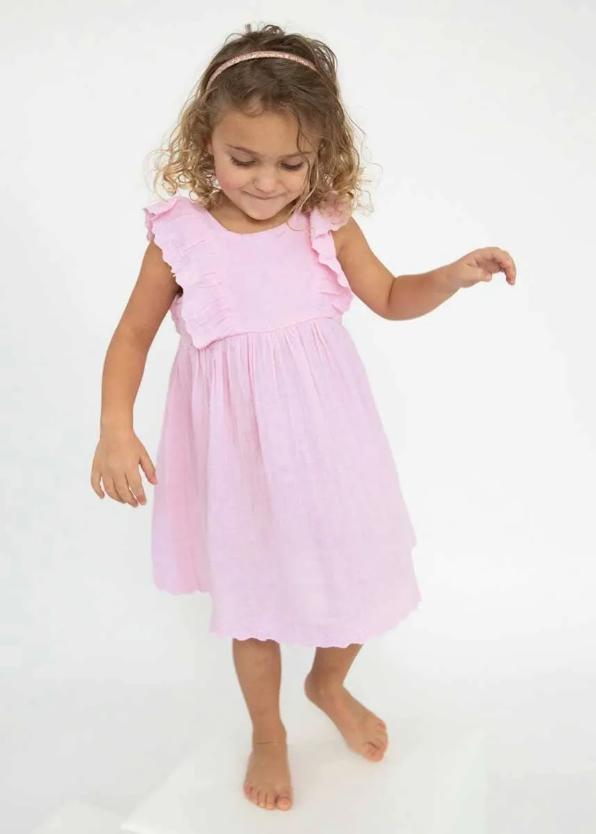 Eyelet Edged Dress & Bloomers - Ballet Solid Muslin