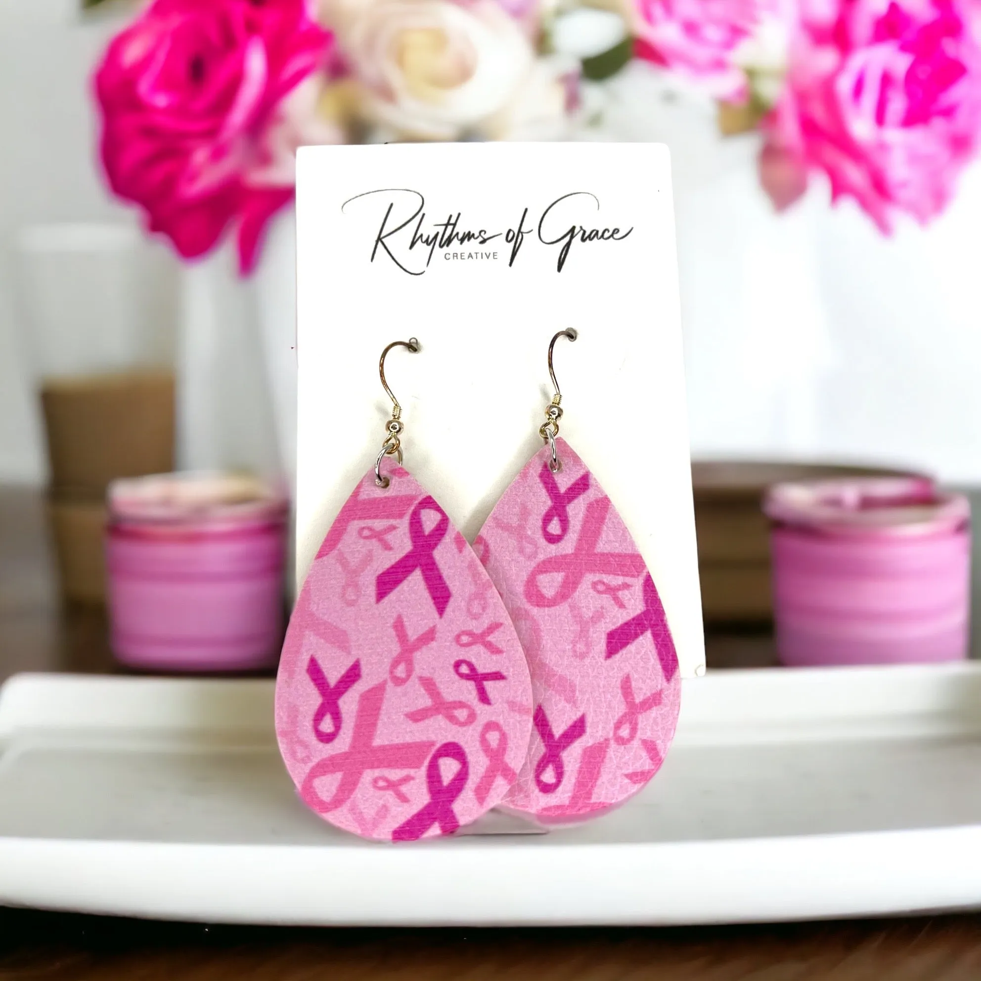 Fight Like a Girl Earrings - Breast Cancer Awareness, Team Pink, Save the Ta Ta's, Cure for Cancer, Pink Earrings