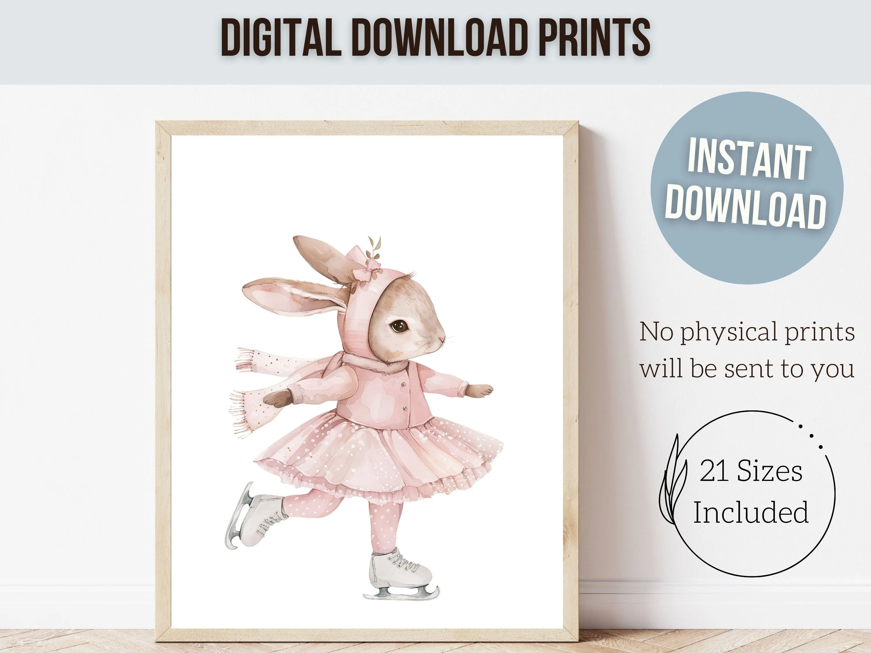 Figure Skating Bunny Nursery Prints - Set 4