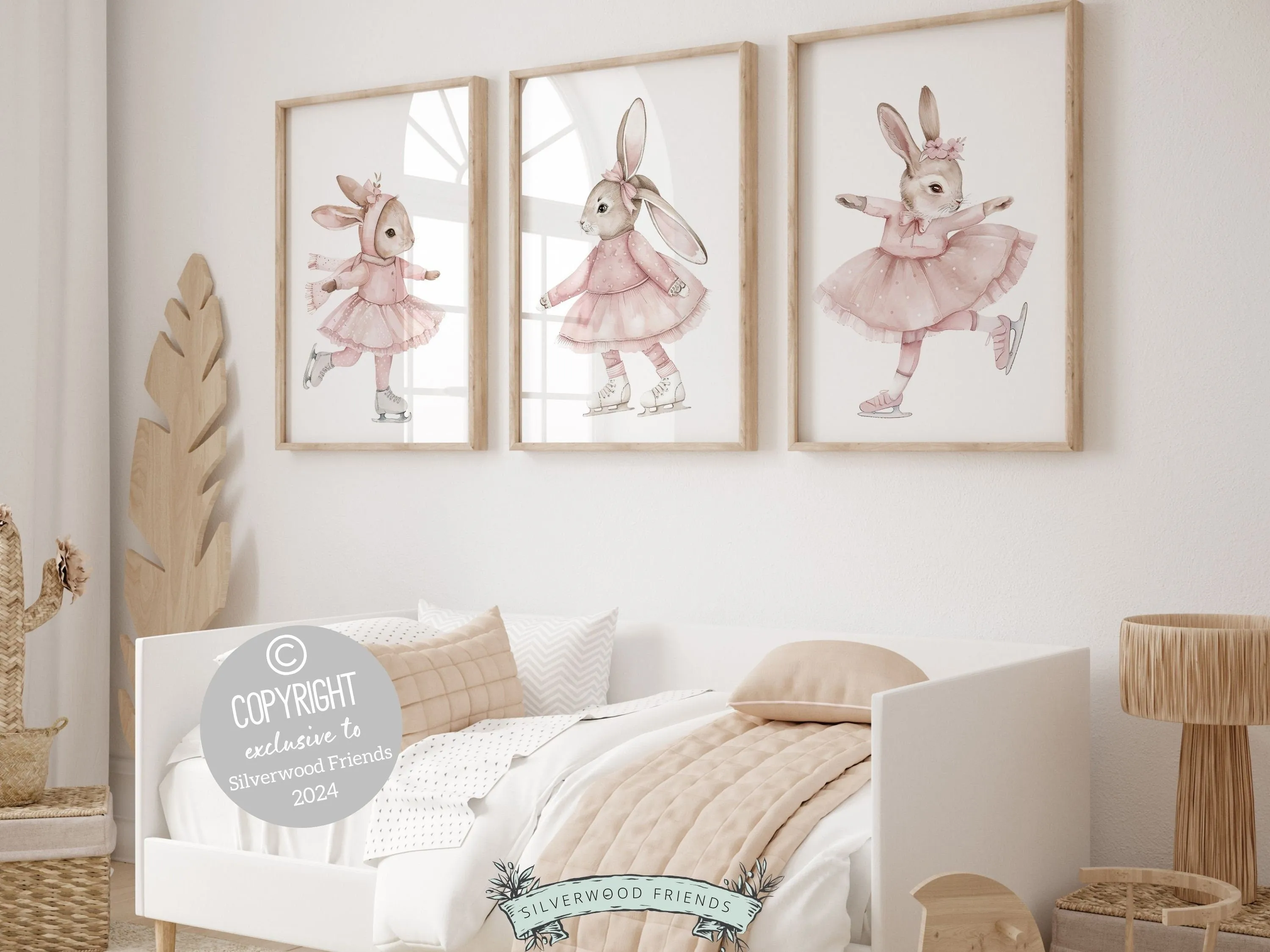 Figure Skating Bunny Nursery Prints - Set 4