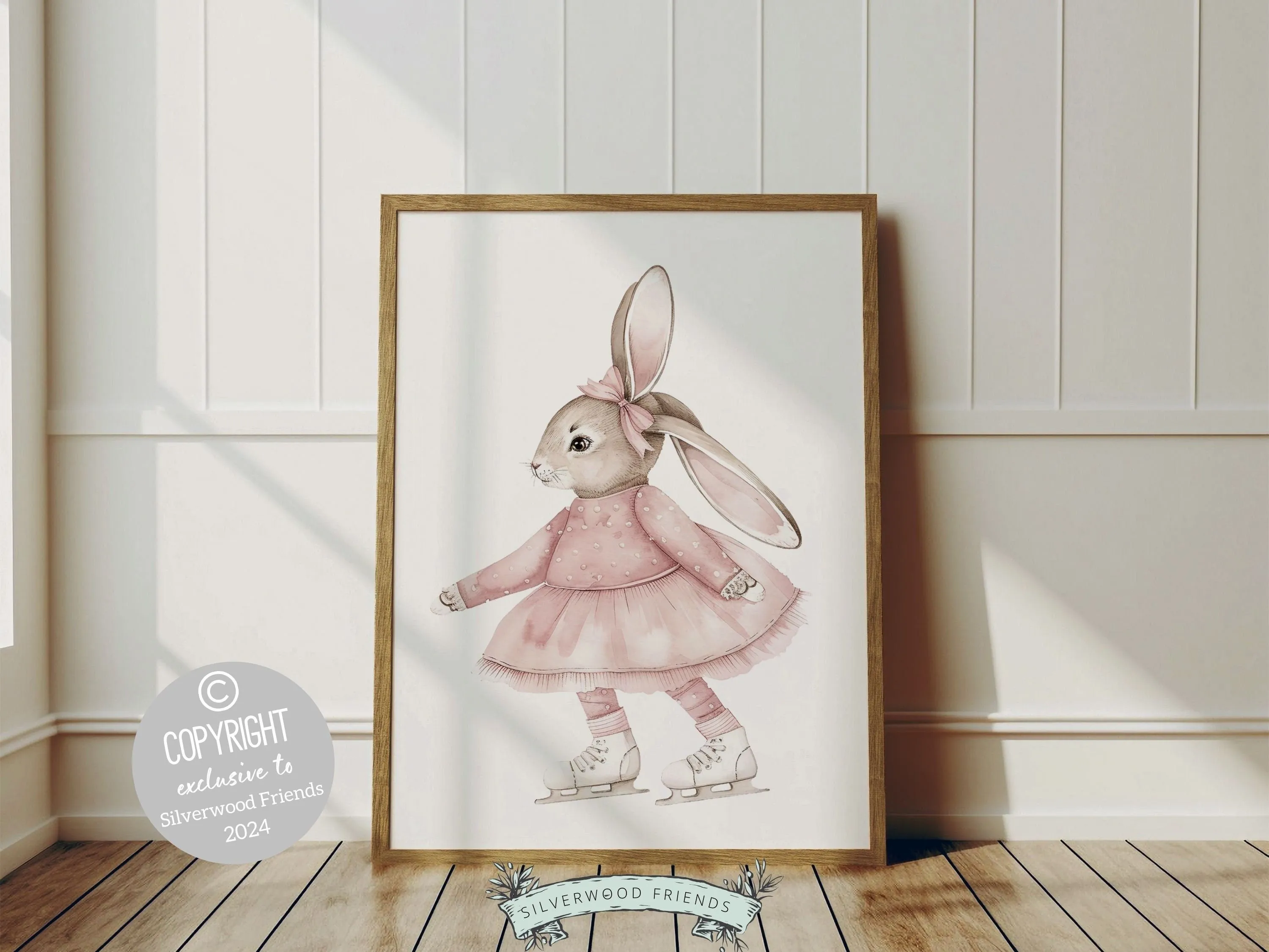 Figure Skating Bunny Nursery Prints - Set 4