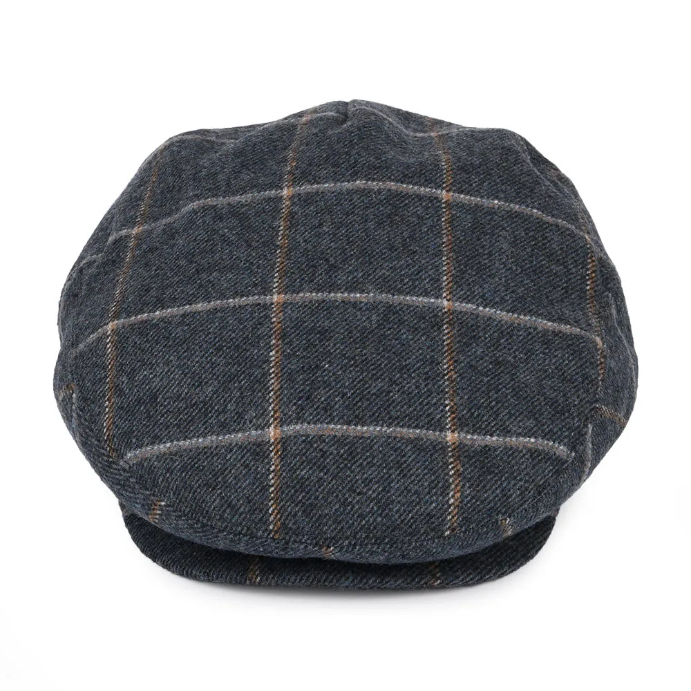 Gaslamp Windowpane Plaid Flat Cap - Denim Blue