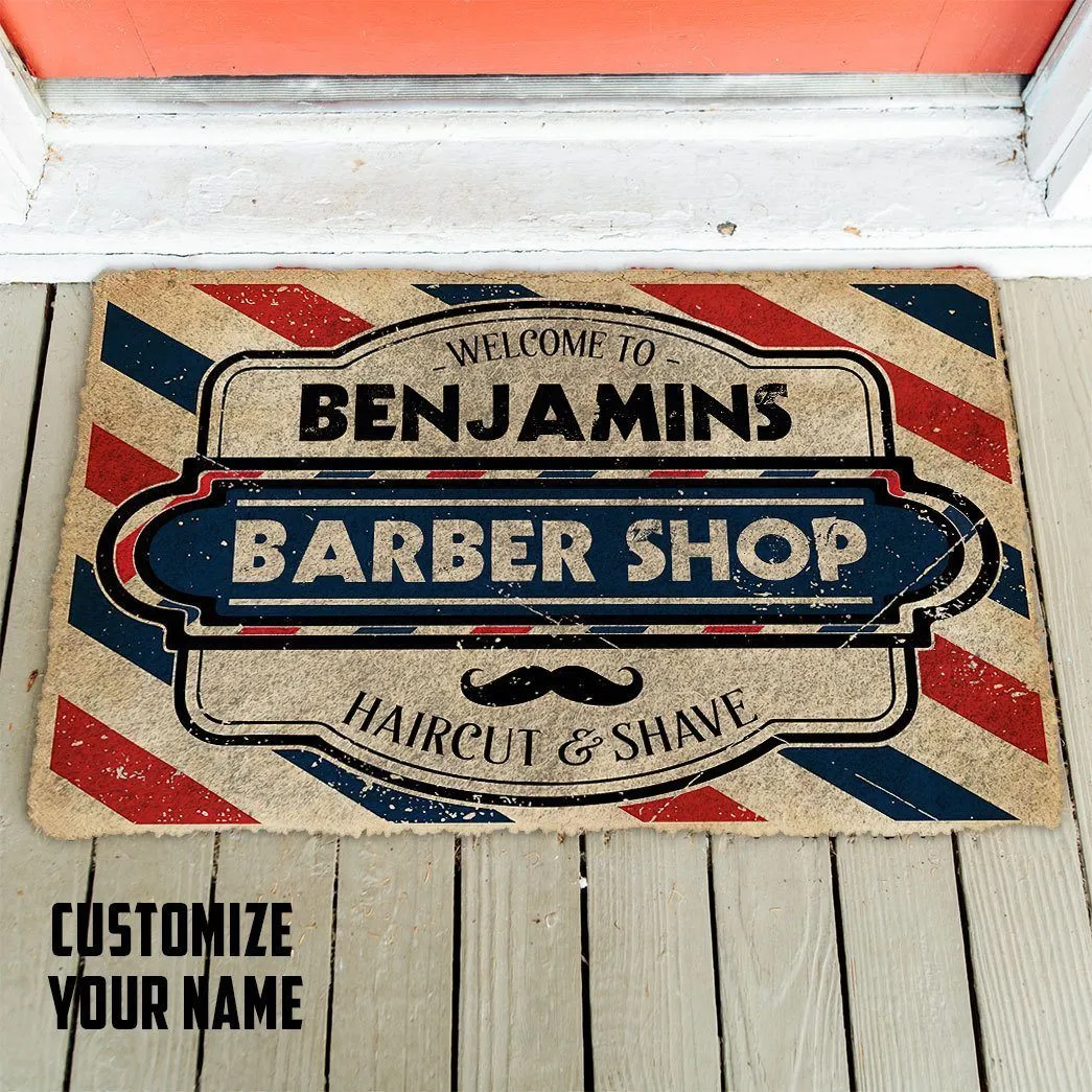 Gearhuman 3D Barber Shop Custom Name Doormat