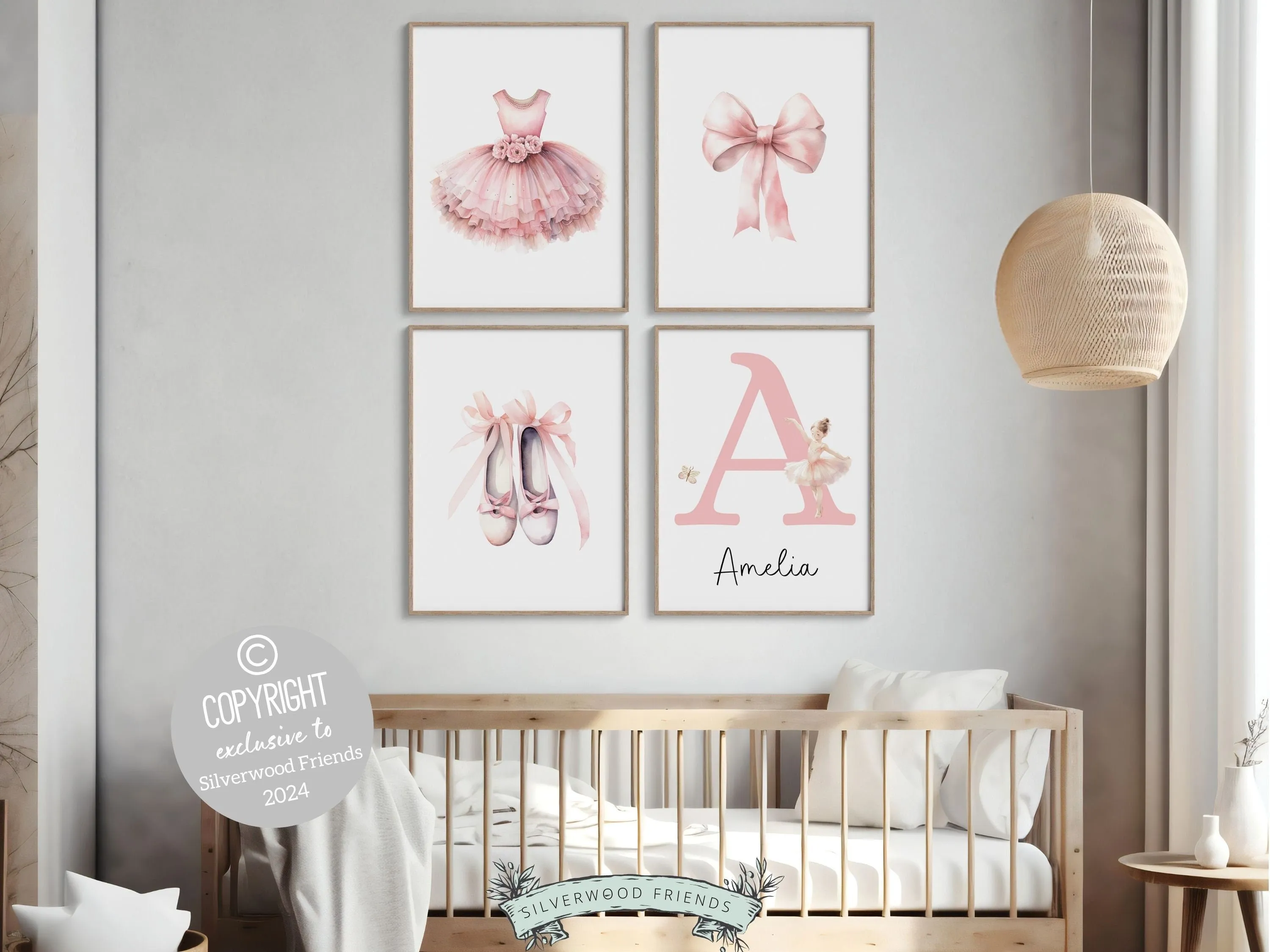 Girls Ballet Nursery Prints - Personalised Set 2