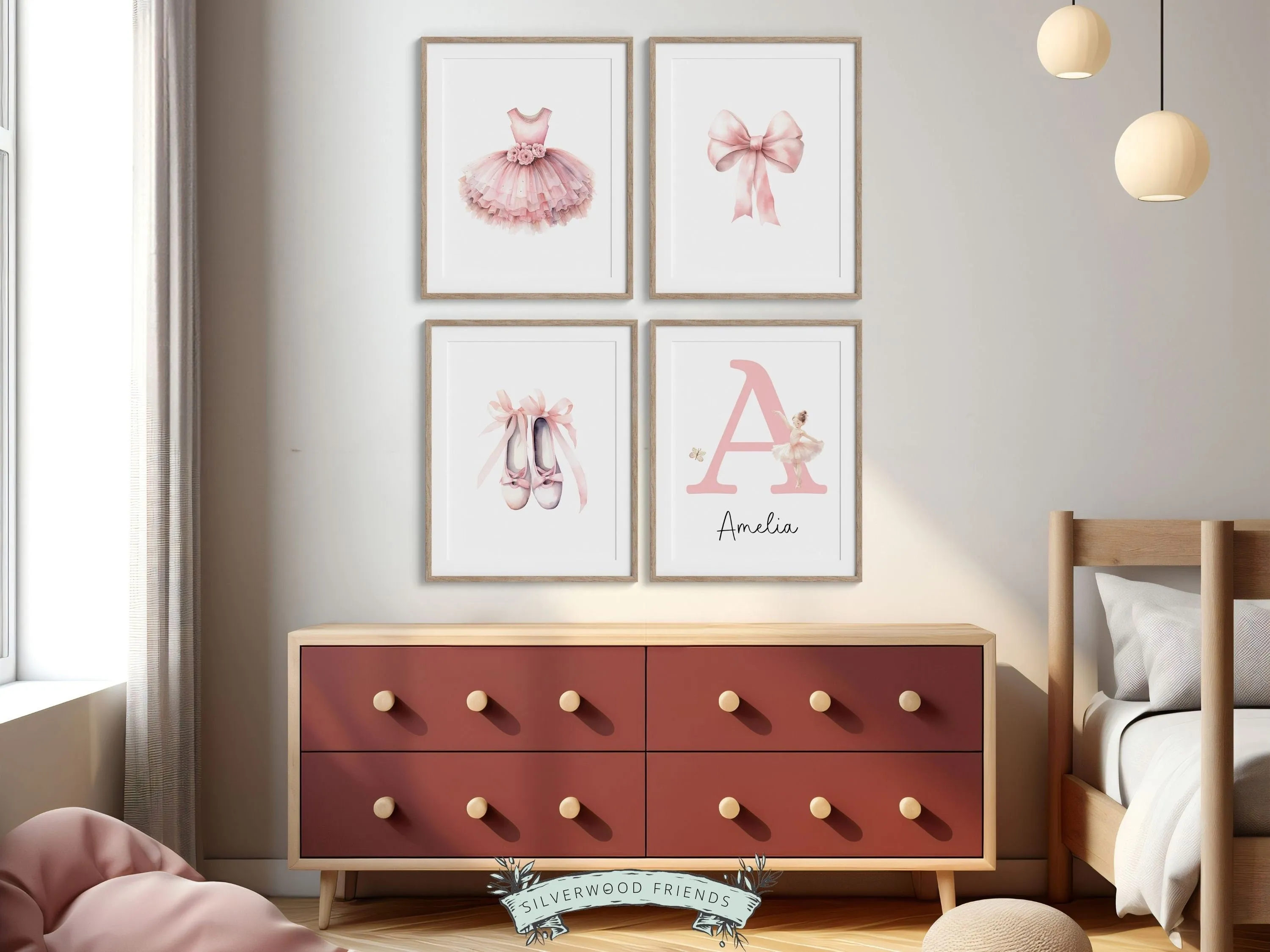 Girls Ballet Nursery Prints - Personalised Set 2