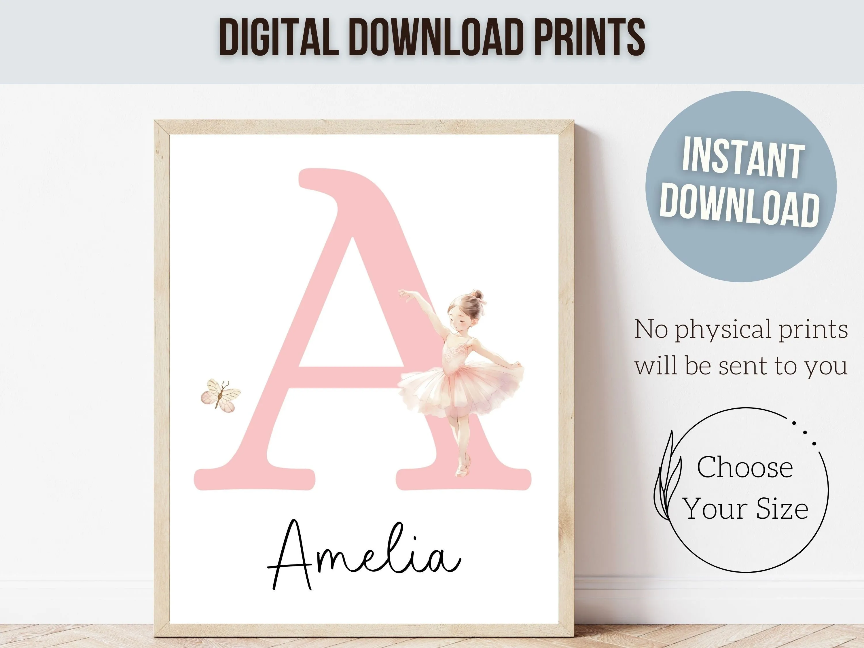 Girls Ballet Nursery Prints - Personalised Set 2