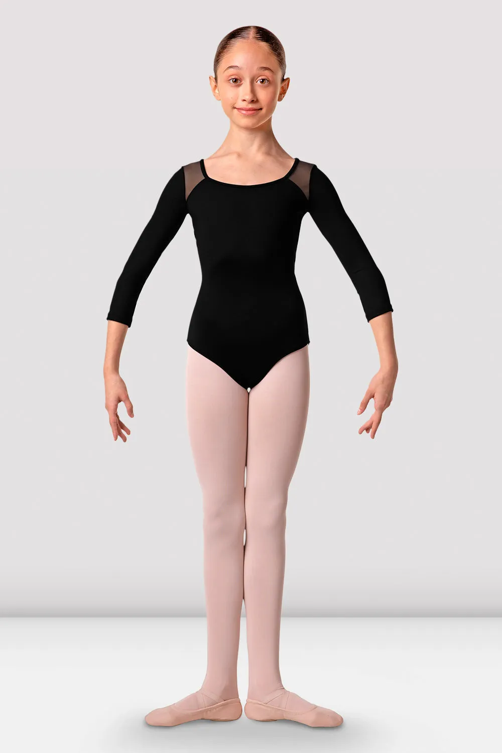 Girls Lea Three Quarter Sleeve Leotard