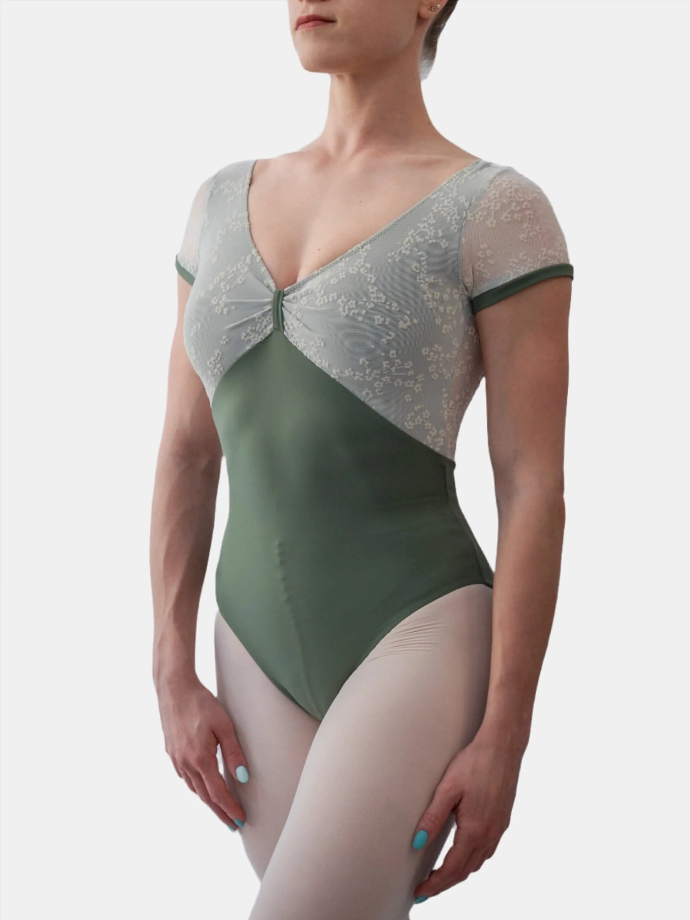 Green Army Dance Cap Sleeve Leotard MP750