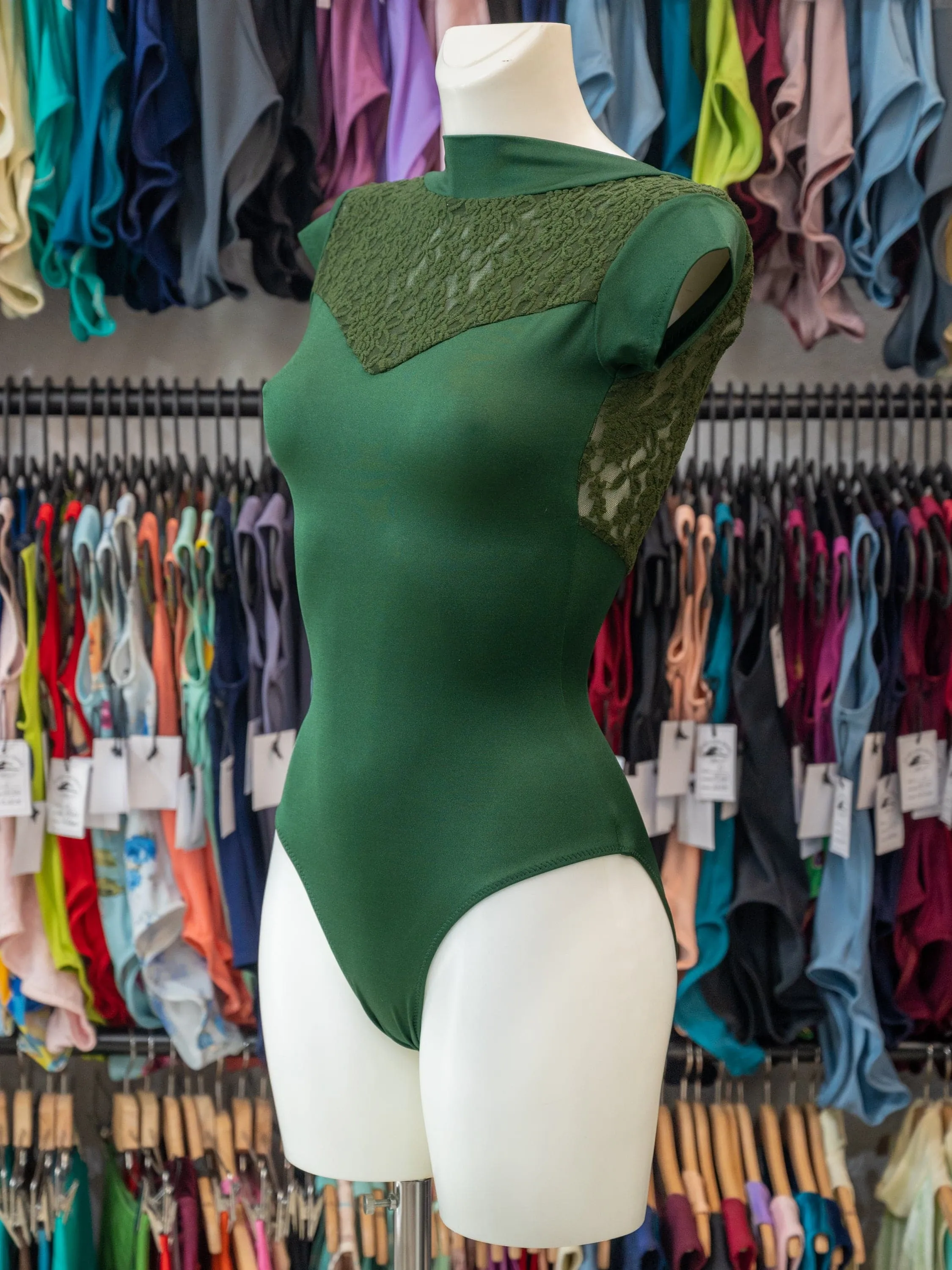 Green Dance Cap Sleeve Leotard MP699