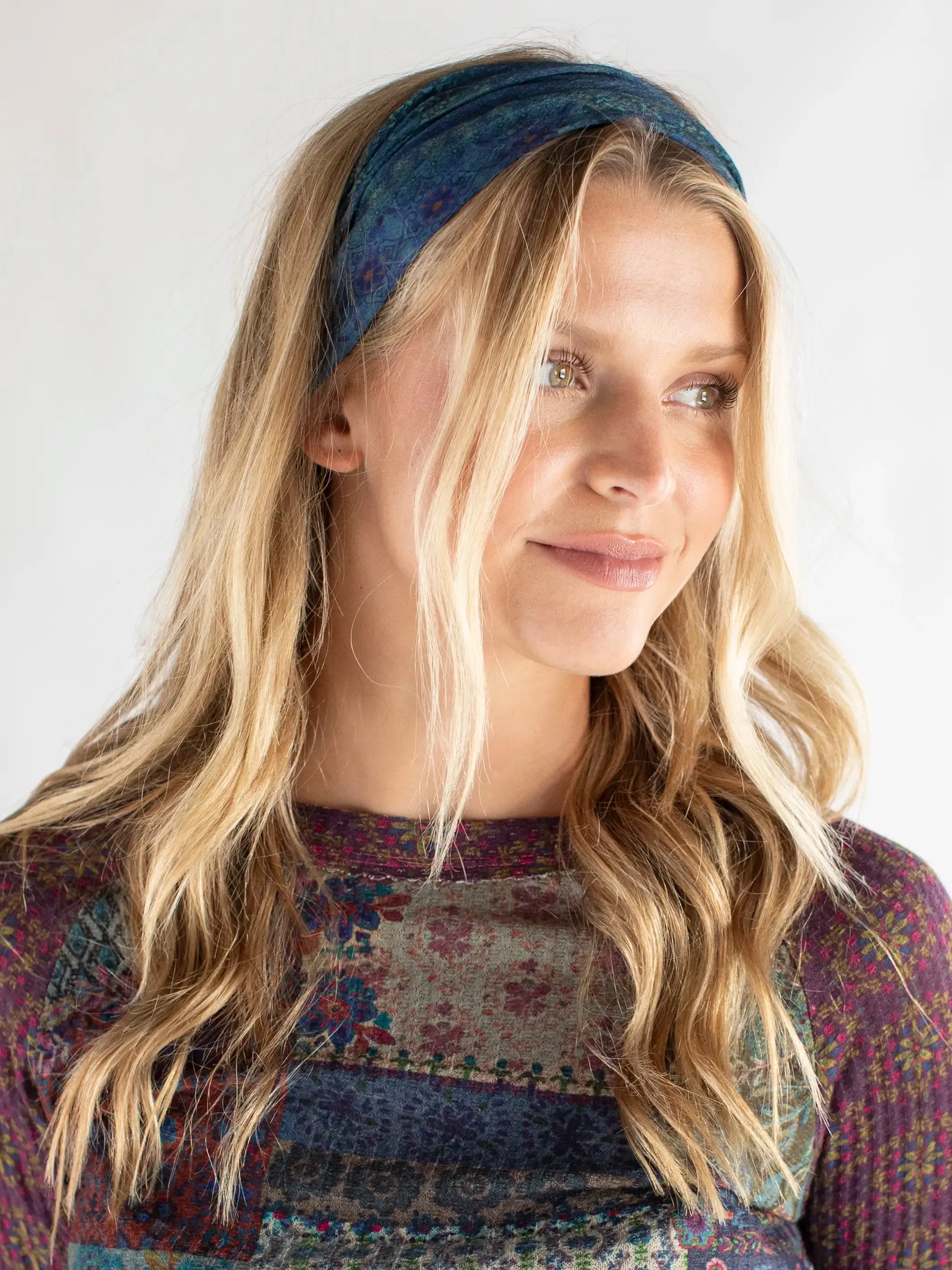 Half Boho Bandeau® Headband - Indigo Patchwork