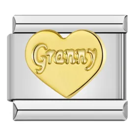 Heart, Love Granny in Gold, on Silver