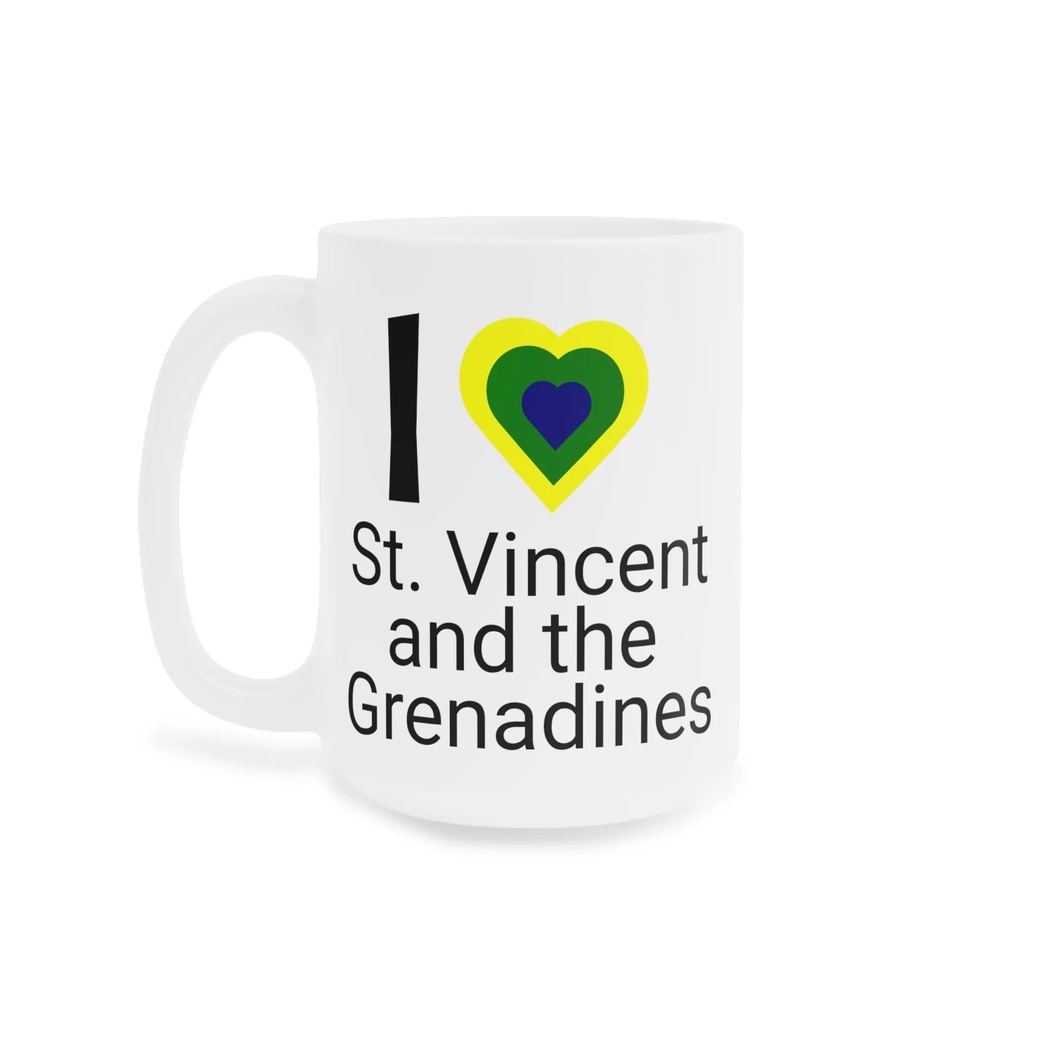 I Love St. Vincent and the Grenadines Ceramic Mug (11oz\15oz) - Yellow Heart