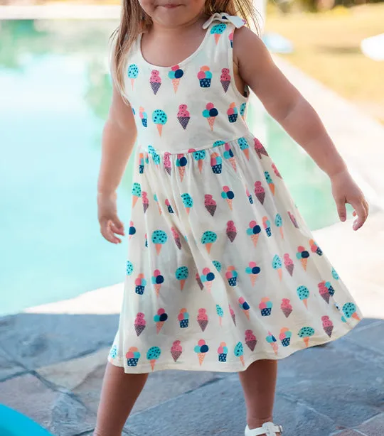 Ice Cream Bow Knot Shoulder Dress