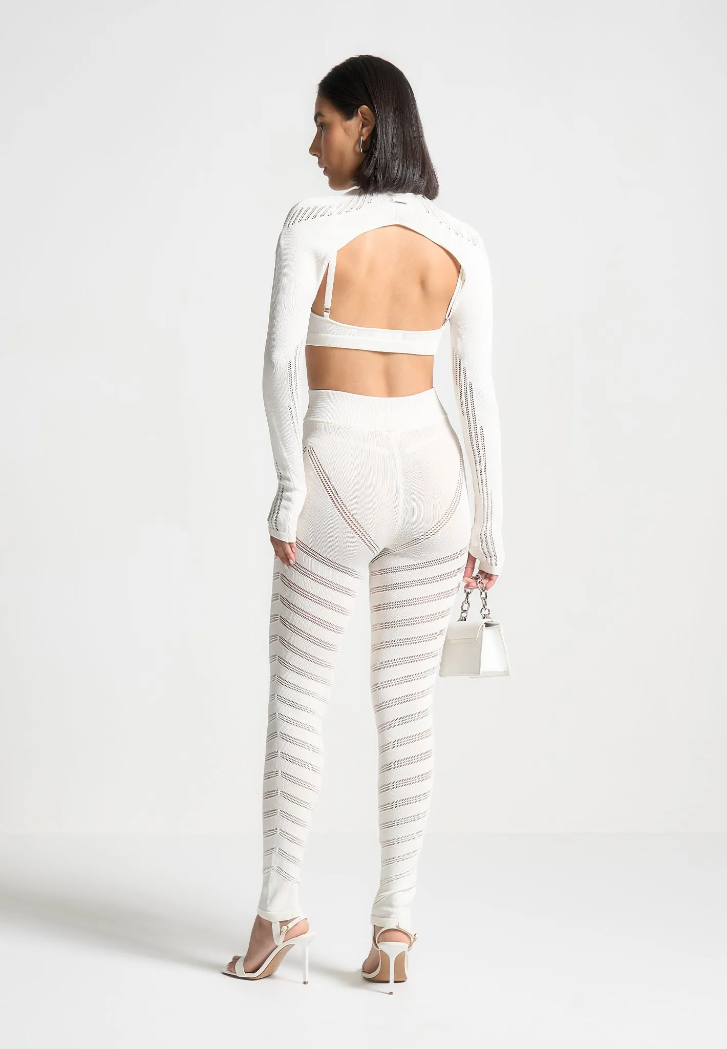 Knitted Sleeve Overlay with Bralette - White