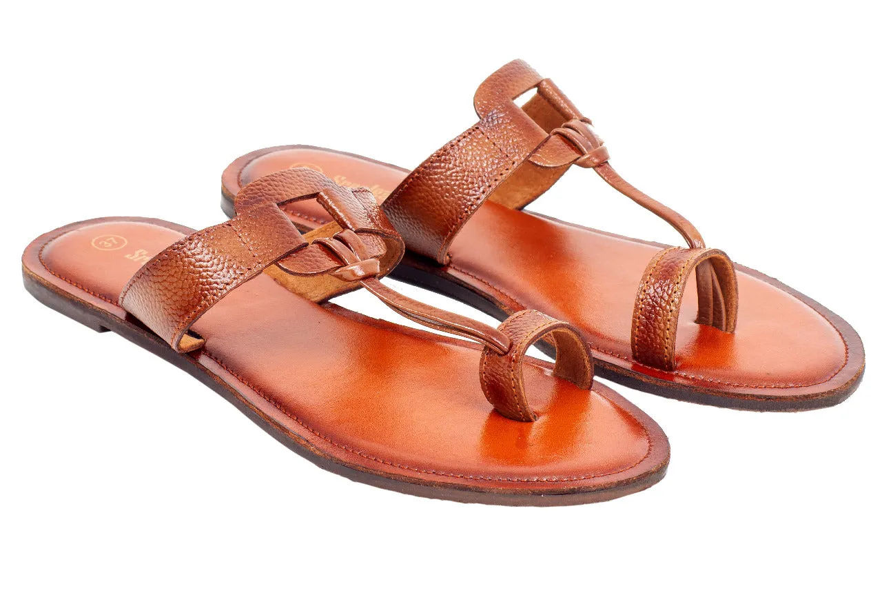 LADIES FLAT LEATHER CHAPPAL 996036