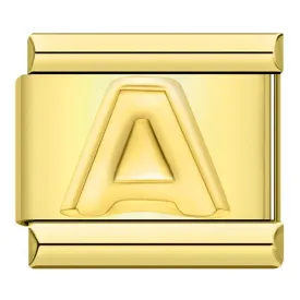 Letter A in Gold, on Gold