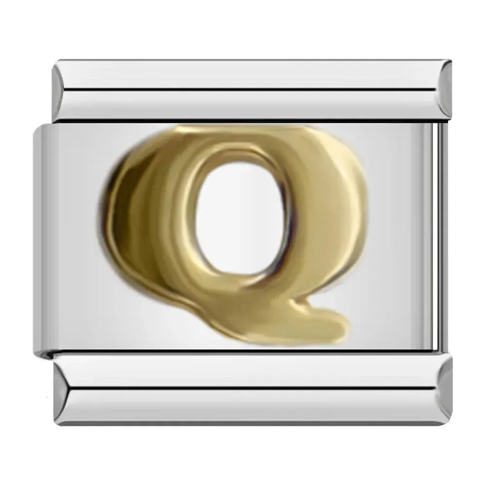 Letter Q in Gold, on Silver