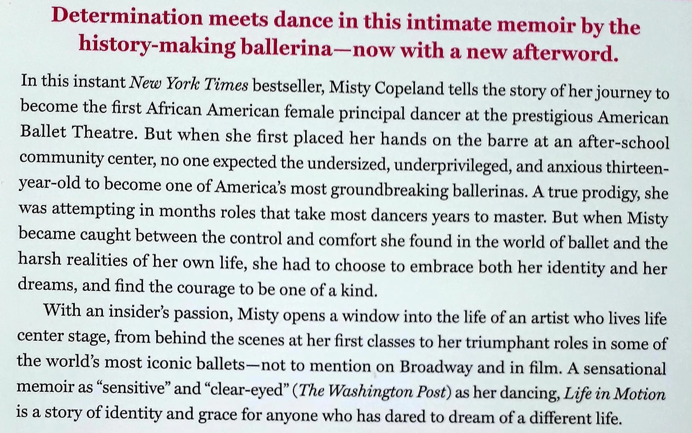 LIFE IN MOTION - Misty Copeland